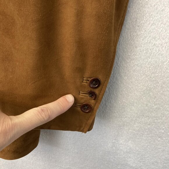 RARE Orvis Brown Suede Leather Field Jacket Mens 48 Sport Coat Throat Latch - Picture 5 of 16